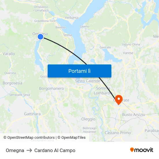 Omegna to Cardano Al Campo map