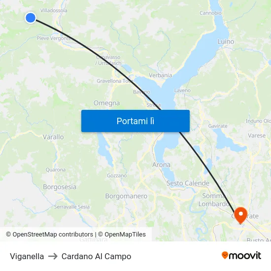Viganella to Cardano Al Campo map
