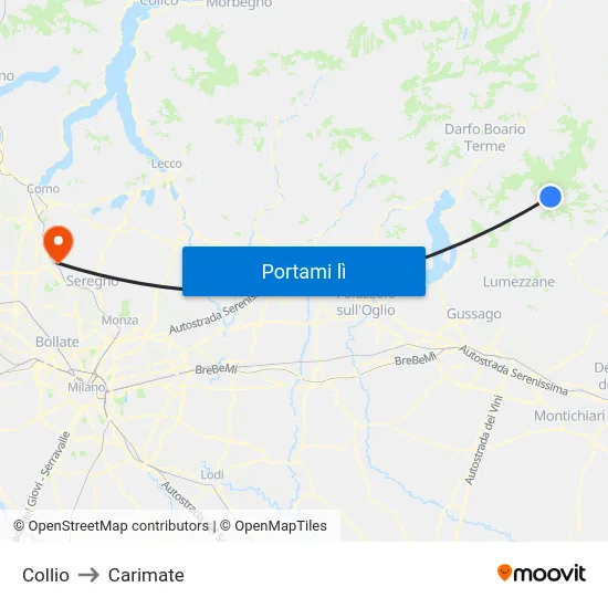 Collio to Carimate map