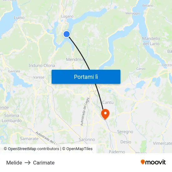 Melide to Carimate map