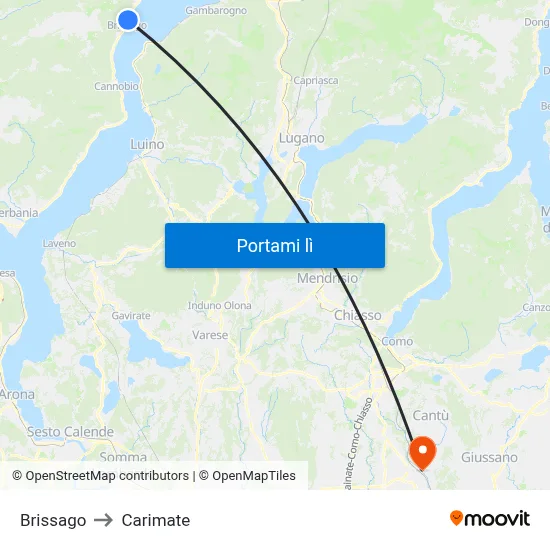Brissago to Carimate map