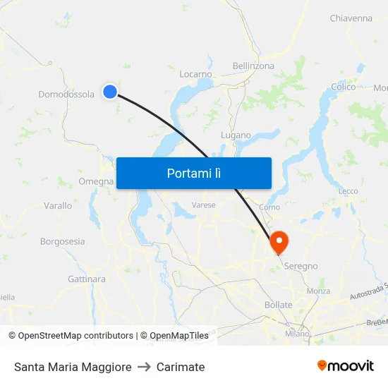 Santa Maria Maggiore to Carimate map