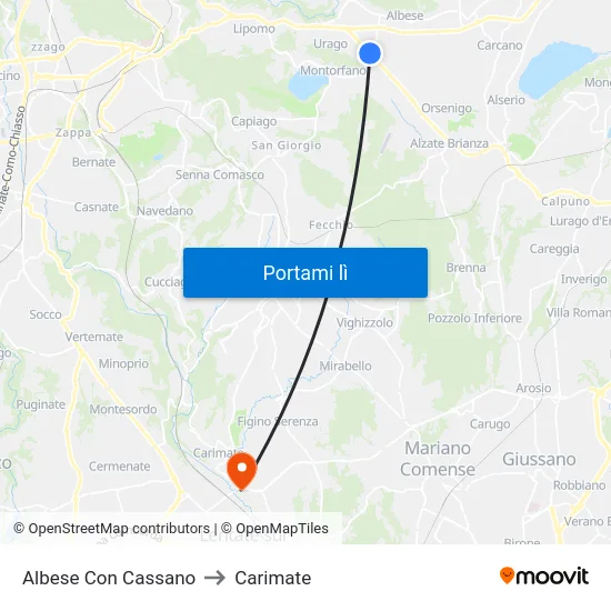 Albese Con Cassano to Carimate map