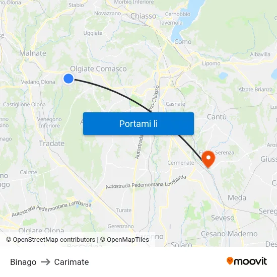 Binago to Carimate map