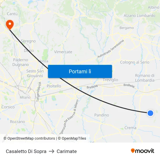 Casaletto Di Sopra to Carimate map