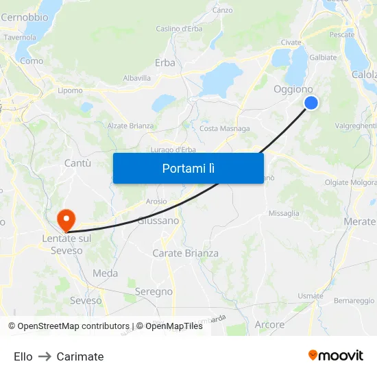 Ello to Carimate map