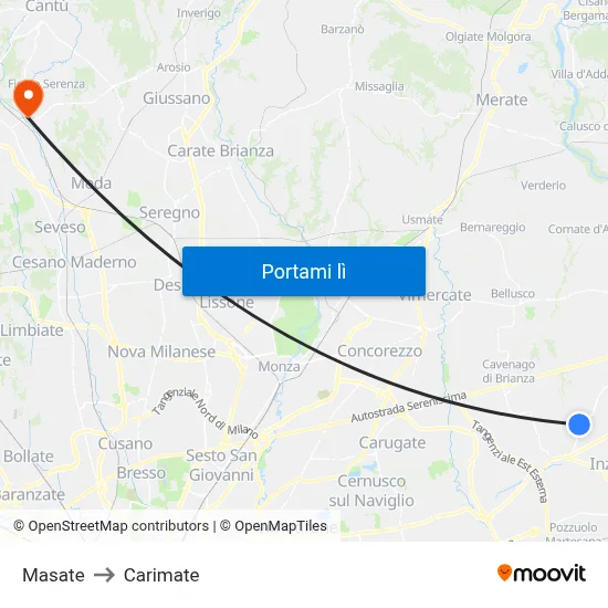 Masate to Carimate map