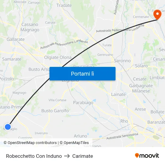 Robecchetto Con Induno to Carimate map