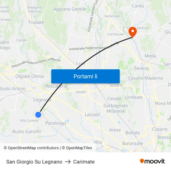 San Giorgio Su Legnano to Carimate map
