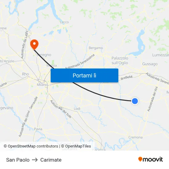 San Paolo to Carimate map