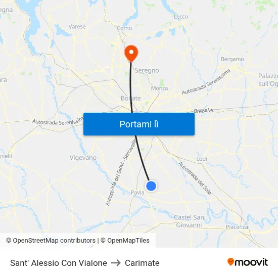 Sant' Alessio Con Vialone to Carimate map