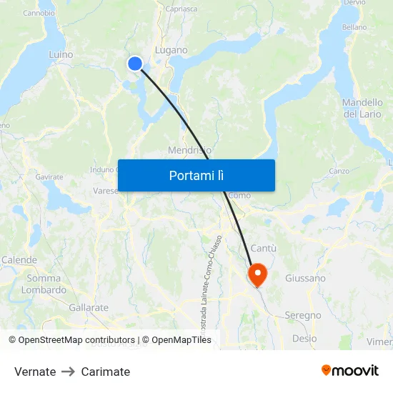 Vernate to Carimate map