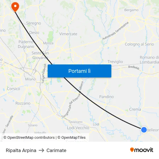 Ripalta Arpina to Carimate map