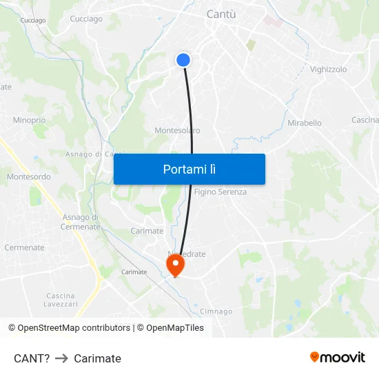 CANT? to Carimate map