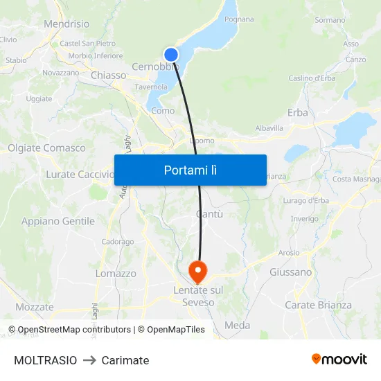 MOLTRASIO to Carimate map