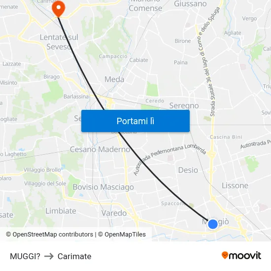 MUGGI? to Carimate map