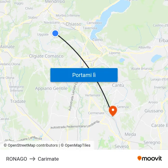 RONAGO to Carimate map