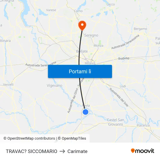 TRAVAC? SICCOMARIO to Carimate map