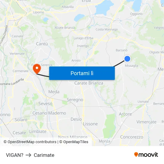 VIGAN? to Carimate map