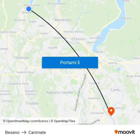 Besano to Carimate map