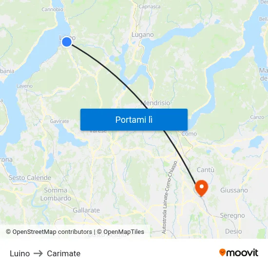 Luino to Carimate map