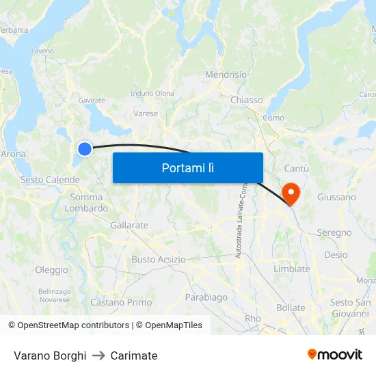 Varano Borghi to Carimate map
