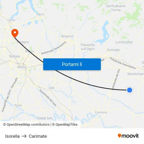 Isorella to Carimate map