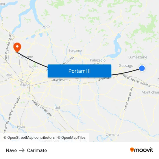 Nave to Carimate map