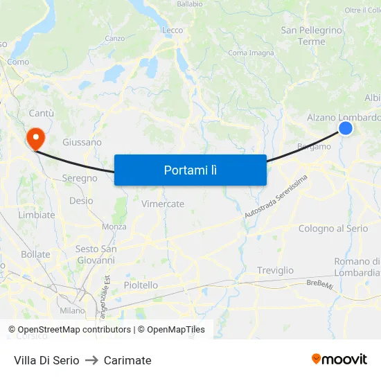 Villa Di Serio to Carimate map