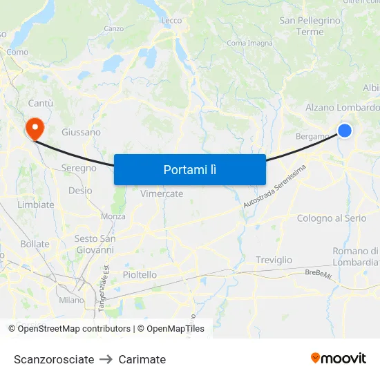 Scanzorosciate to Carimate map
