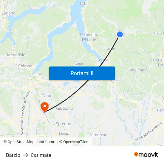 Barzio to Carimate map