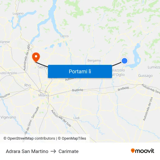 Adrara San Martino to Carimate map