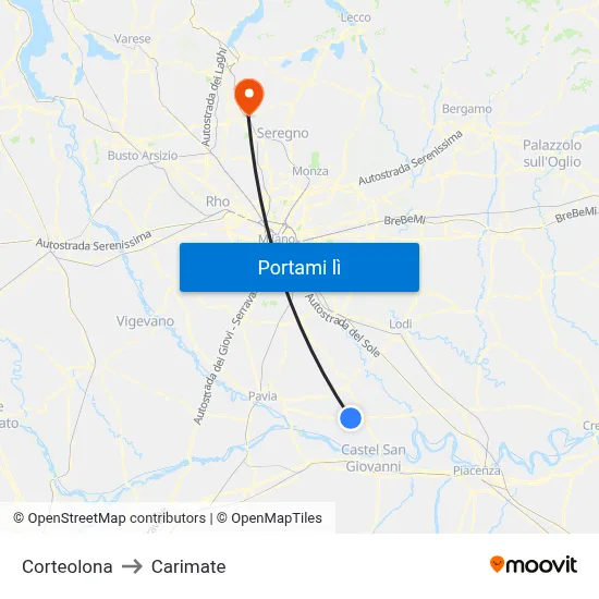 Corteolona to Carimate map