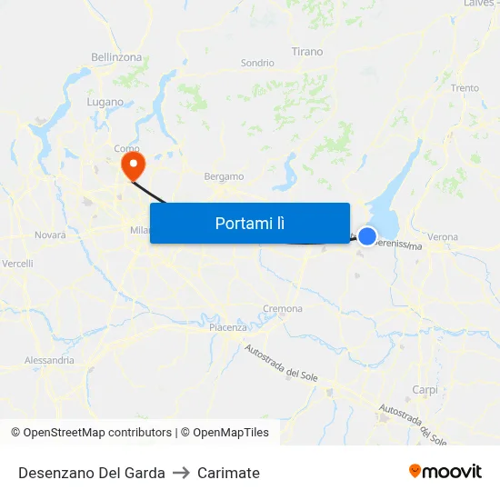 Desenzano Del Garda to Carimate map