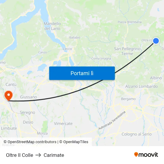 Oltre Il Colle to Carimate map