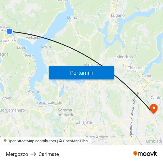 Mergozzo to Carimate map