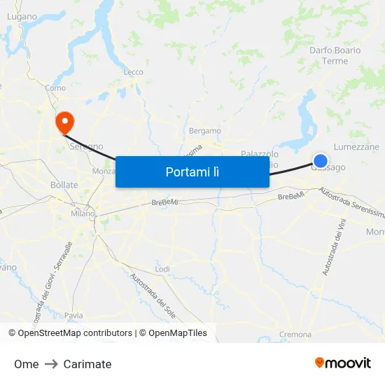 Ome to Carimate map