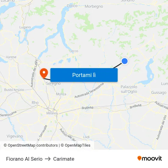 Fiorano Al Serio to Carimate map