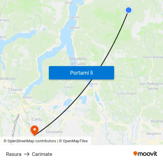 Rasura to Carimate map