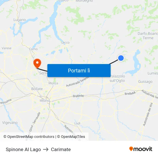 Spinone Al Lago to Carimate map