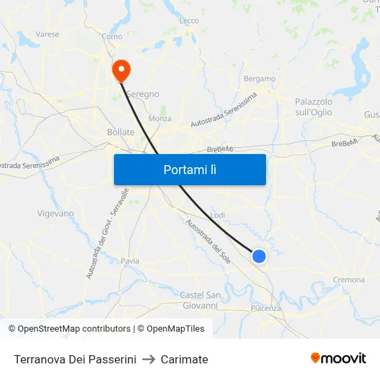 Terranova Dei Passerini to Carimate map