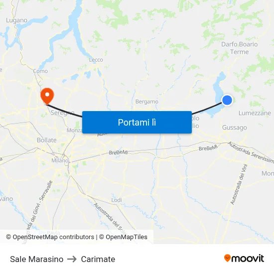 Sale Marasino to Carimate map