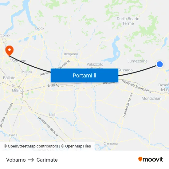 Vobarno to Carimate map