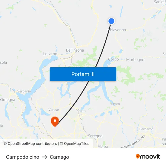 Campodolcino to Carnago map