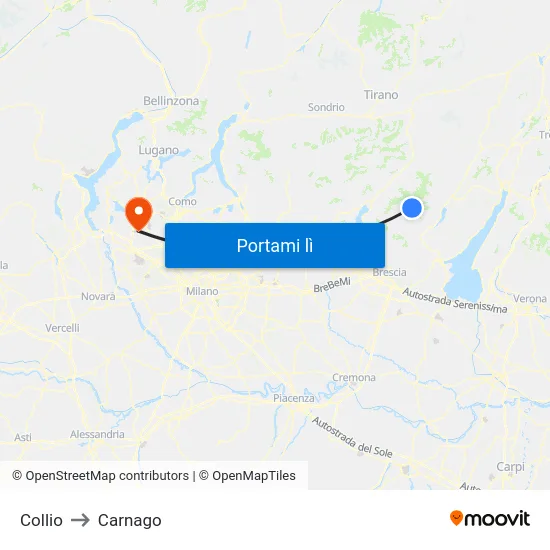 Collio to Carnago map