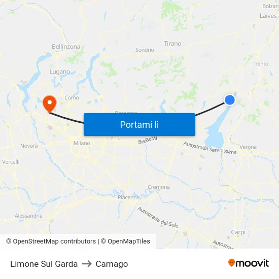 Limone Sul Garda to Carnago map