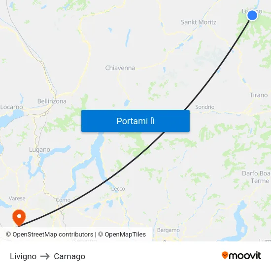 Livigno to Carnago map