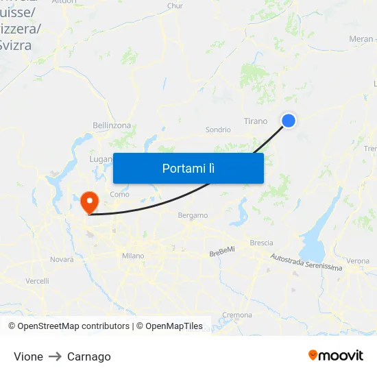 Vione to Carnago map