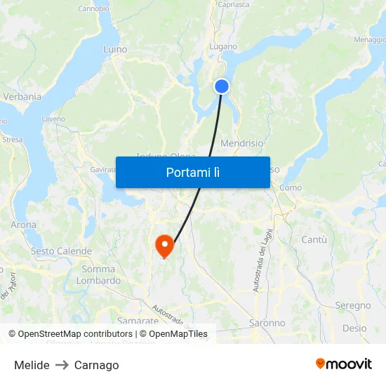 Melide to Carnago map
