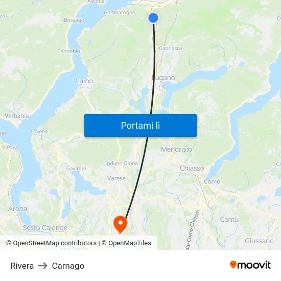 Rivera to Carnago map